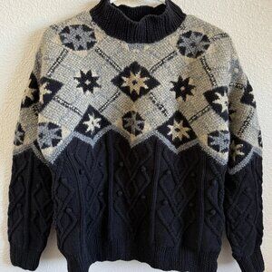 Vintage Robert Scott Cable Knit Scandinavian-style Cotton Wool Silk Sweater